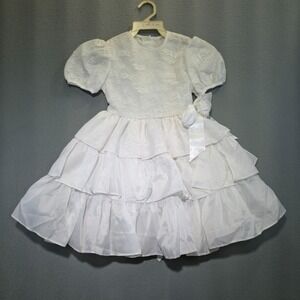 Lydia Girls White Dress with‎ Ruffles for Weddings Size 6